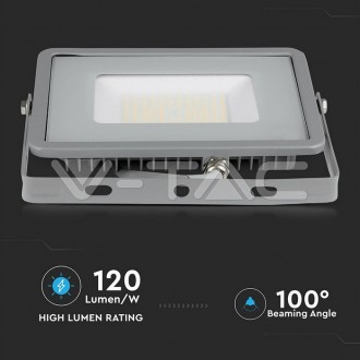 V-TAC LED reflektor 50W-120LM/W -IP65-šedý-SAMSUNG CHIP-VT-56 barevná teplota (К): denní bílá / 4000K VT-56
