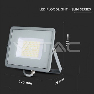 V-TAC LED reflektor 50W-120LM/W -IP65-šedý-SAMSUNG CHIP-VT-56 barevná teplota (К): denní bílá / 4000K VT-56
