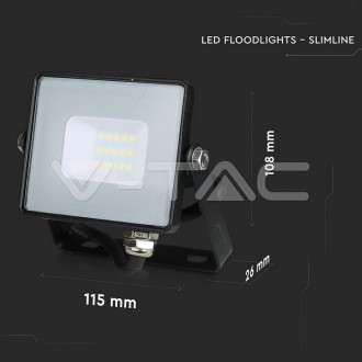 V-TAC LED reflektor 10W-800LM-IP65-VT-10- černý barevná teplota (К): denní bílá / 4000K VT-10