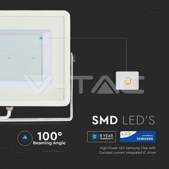 V-TAC LED reflektor 100W-8000LM-IP65-VT-100-bílý barevná teplota (К): studená bílá / 6400K VT-100