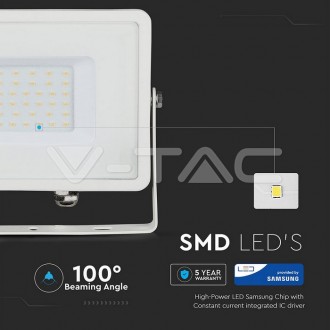 V-TAC LED reflektor 30W-2400LM-IP65-SAMSUNG CHIP-bílý-VT-30 barevná teplota (К): denní bílá / 4000K VT-30