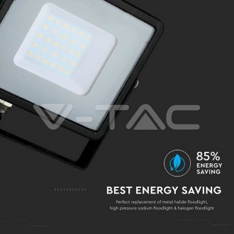 V-TAC LED reflektor 30W-2400LM-IP65-SAMSUNG CHIP-černý-VT-30-B barevná teplota (К): denní bílá / 4000K VT-30