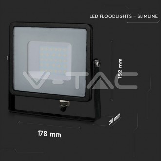 V-TAC LED reflektor 30W-2400LM-IP65-SAMSUNG CHIP-černý-VT-30-B barevná teplota (К): denní bílá / 4000K VT-30