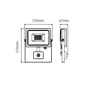V-TAC LED reflektor se senzorem 10W-SAMSUNG CHIP-černý-VT-10-S barevná teplota (К): teplá bílá / 3000K VT-10-S