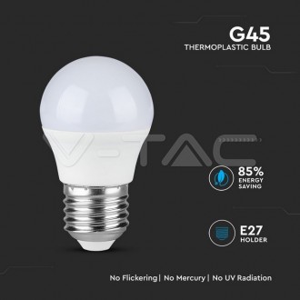 V-TAC LED žárovka E27,7W,600LM,G45 SAMSUNG CHIP,VT-290 barevná teplota (К): studená bílá / 6400K VT-290
