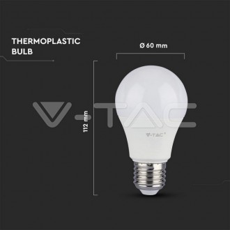 V-TAC LED žárovka E27-9W-A60-806LM-3ks balení-VT-1900 barevná teplota (К): studená bílá / 6400K SKU7242