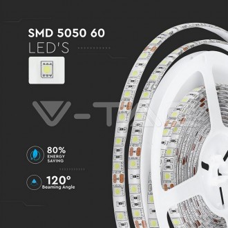 V-TAC LED pásek 10,8W-12V-SMD 5050-5m-VT-5050-IP65 barevná teplota (К): studená bílá / 6400K VT-5050