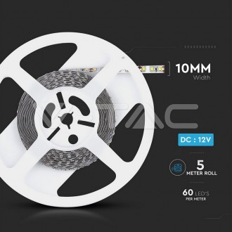 V-TAC LED pásek 10,8W-12V-SMD 5050-5m-VT-5050-IP65 barevná teplota (К): studená bílá / 6400K VT-5050