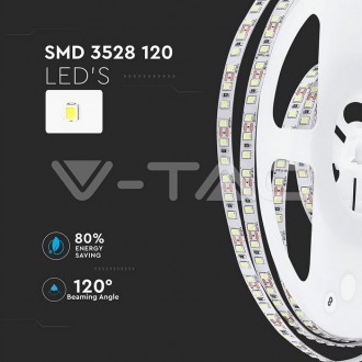 V-TAC LED pásek 7,2W-12V-SMD 3528-IP20-VT-352-IP20 barevná teplota (К): denní bílá / 4000K VT-352
