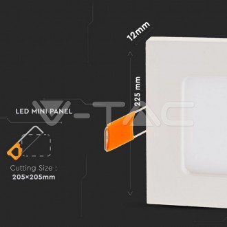 V-TAC LED panel vestavný 18W-1500LM-IP20-VT-1807-čtvercový barevná teplota (К): denní bílá / 4000K VT-1807