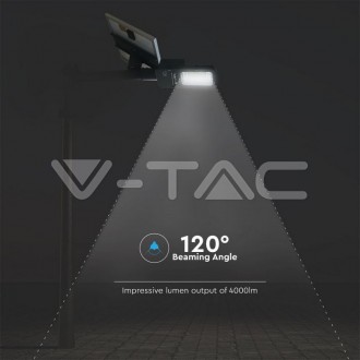 V-TAC LED solární pouliční osvětlení 50W IP65 4000LM VT-ST200 barevná teplota (К): studená bílá / 6400K VT-ST200