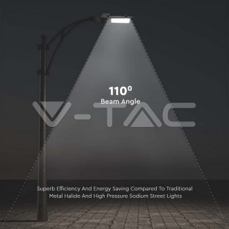 LED pouliční světlo 100W-SAMSUNG Chip A++-5 let záruka -šedé-6500K-V-TAC VT-100ST-N