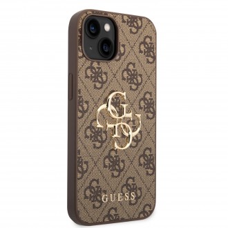 Guess PU 4G Metal Logo Zadní Kryt pro iPhone 14 Brown