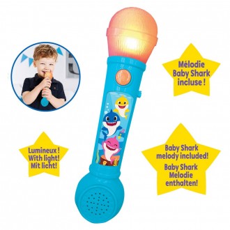 Svítící mikrofon Baby Shark s melodiemi a zvukovými efekty