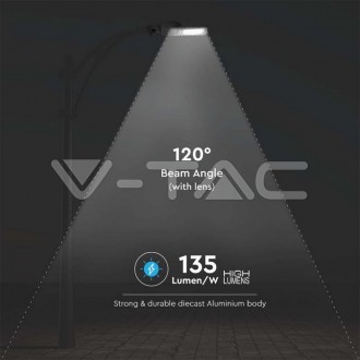 V-TAC LED pouliční světlo SAMSUNG Chip – 50W-Slim - 135 lm/W Barevná teplota (К): Neutrální bílá 4000K