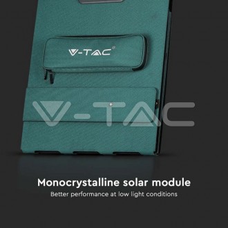 V-TAC přenosný skládací solární panel160W-9,08A-17,6V-čérný 11566