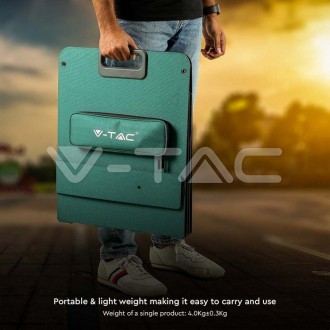 V-TAC přenosný skládací solární panel160W-9,08A-17,6V-čérný 11566