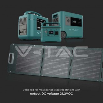 V-TAC přenosný skládací solární panel160W-9,08A-17,6V-čérný 11566