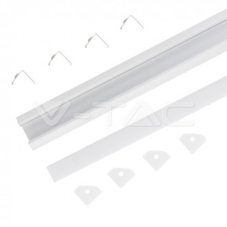 Hliníkový profil pro LED pásky- mléčně bílá 2000x19x19mm-VT-8114-V-TAC VT-8114