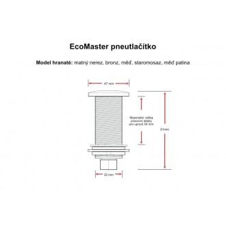 EcoMaster Samostatné pneutlačítko hranaté  Měď čistá světlá