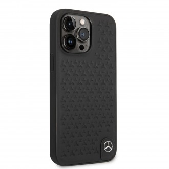 Mercedes Genuine Leather Star Zadní Kryt pro iPhone 14 Pro Max Black