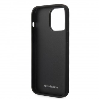 Mercedes Genuine Leather Star Zadní Kryt pro iPhone 14 Pro Max Black