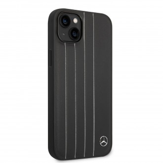 Mercedes Genuine Leather Star Zadní Kryt pro iPhone 14 Plus Black