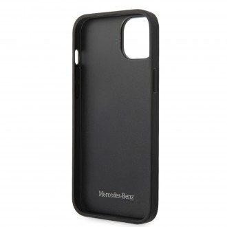 Mercedes Genuine Leather Star Zadní Kryt pro iPhone 14 Plus Black