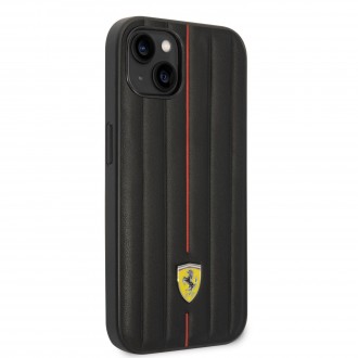 Ferrari Leather Embossed Stripes Zadní Kryt pro iPhone 14 Plus Black
