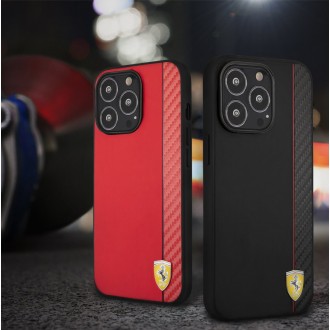 Ferrari Smooth and Carbon Effect Zadní Kryt pro iPhone 13 Pro Black