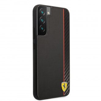 Ferrari Smooth and Carbon Effect Zadní Kryt pro Samsung Galaxy S22+ Black