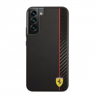 Ferrari Smooth and Carbon Effect Zadní Kryt pro Samsung Galaxy S22+ Black