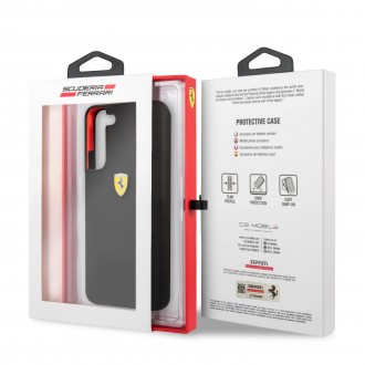 Ferrari Liquid Silicone Metal Logo Zadní Kryt pro Samsung Galaxy S22+ Black
