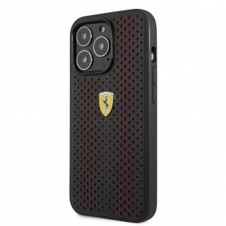 Ferrari PU Leather Perforated Zadní Kryt pro iPhone 14 Pro Max Red