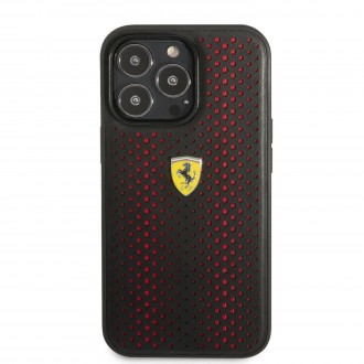 Ferrari PU Leather Perforated Zadní Kryt pro iPhone 14 Pro Max Red