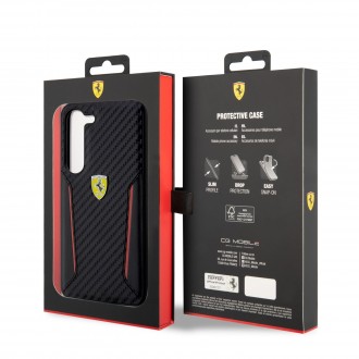 Ferrari PU Carbon Zadní Kryt pro Samsung Galaxy S23 Black
