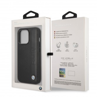 BMW Signature Leather Big Logo Zadní Kryt pro iPhone 14 Pro Black