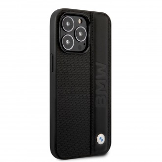 BMW Signature Leather Big Logo Zadní Kryt pro iPhone 14 Pro Max Black