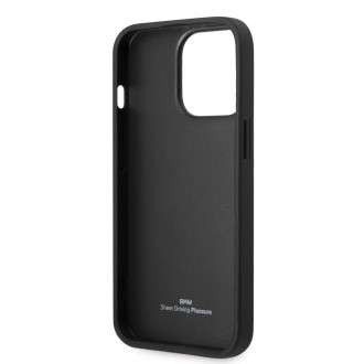 BMW Signature Leather Big Logo Zadní Kryt pro iPhone 14 Pro Max Black