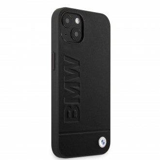 BMW Leather Hot Stamp Zadní Kryt pro iPhone 14 Plus Black