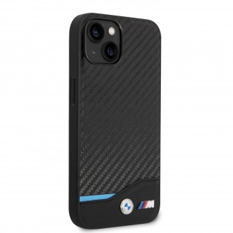 BMW M PU Carbon Blue Line Zadní Kryt pro iPhone 14 Black