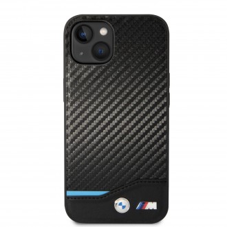 BMW M PU Carbon Blue Line Zadní Kryt pro iPhone 14 Black