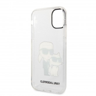 Karl Lagerfeld IML Glitter Karl and Choupette NFT Zadní Kryt pro iPhone 11 Transparent