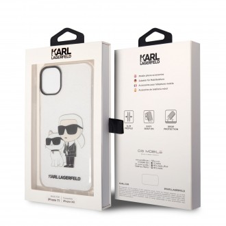 Karl Lagerfeld IML Glitter Karl and Choupette NFT Zadní Kryt pro iPhone 11 Transparent