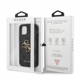 Guess PU 4G Metal Logo Zadní Kryt pro iPhone 12/12 Pro Grey