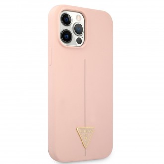Guess Silicone Line Triangle Zadní Kryt pro iPhone 12/12 Pro Pink