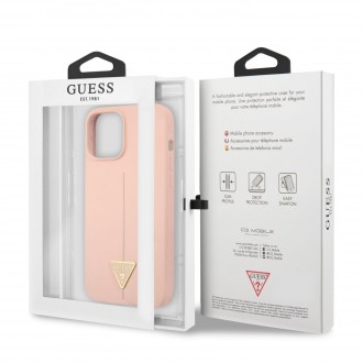 Guess Silicone Line Triangle Zadní Kryt pro iPhone 12/12 Pro Pink