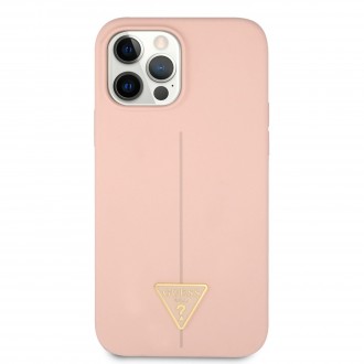 Guess Silicone Line Triangle Zadní Kryt pro iPhone 12/12 Pro Pink