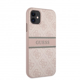 Guess PU 4G Printed Stripe Zadní Kryt pro iPhone 11 Pink