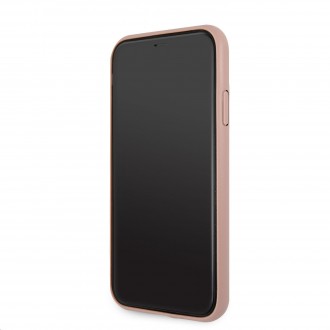 Guess PU 4G Printed Stripe Zadní Kryt pro iPhone 11 Pink